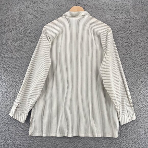 Chicos Shirt Womens 3 US Extra Large White Striped Button Up Collar Long Sleeves - Picture 3 of 9